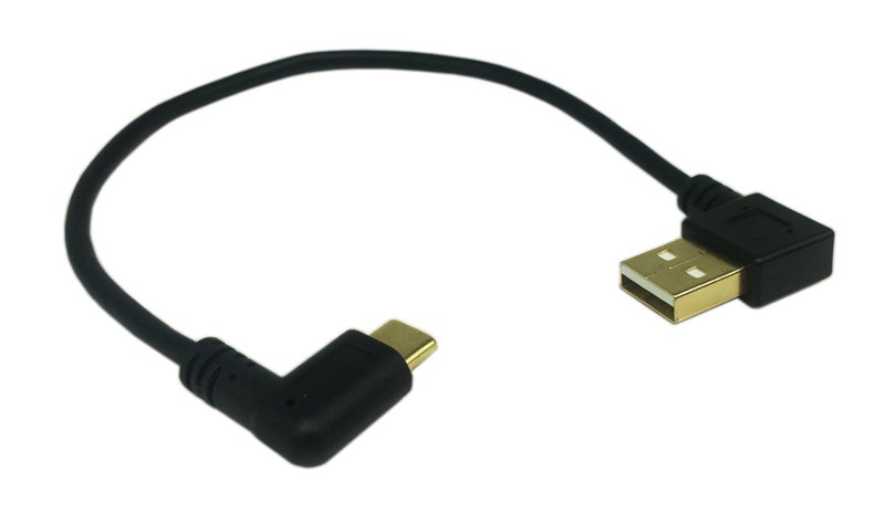 CERRXIAN 9 inch Gold Plated USB Left & Right Angle 3.0 Type C Male to Left Angle USB Type A 2.0 Male Fast Charge and Data Sync Cable L - Image 2